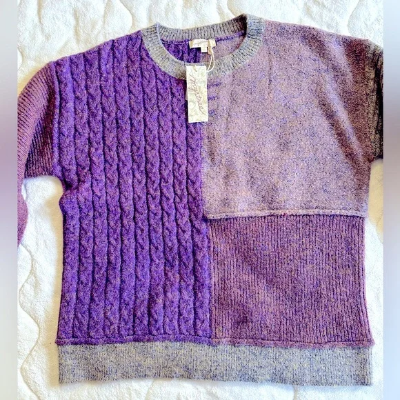 NWT Mystree Purple and Gray Mixed Knit Oversized Sweater - size S - Picture 2 of 7
